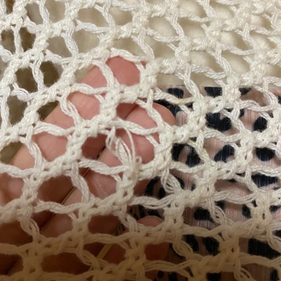 Bebe White Crochet Cape - Short Poncho - Picture 7 of 7